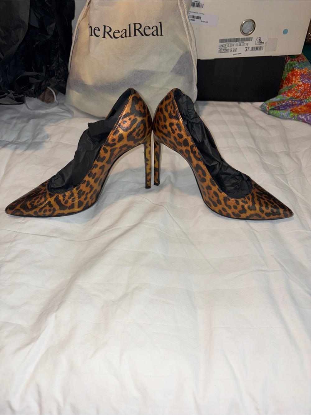Saint Laurent Leopard Print Pointed Toe Pumps animal print SZ 36 - Picture 3 of 16